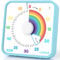 LIORQUE 19cm Grand Minuteur Visuel Timer Classe Aimanté, Silencieux sans Tic-Tac, 3 Modes d'Alarme: Sonnerie, Lumière et Vibration, Convient pour Cuisine, École, Bureau - Piles incluses (Arc-en-Ciel)