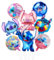 Rosa Blau Geburtstagsdeko Mädchen Jungen Luftballons- Anime Kindergeburtstag Deko Folienballon Happy Birthday Geburtstag Balloon Partyzubehör für Kinder Frauen Theme Party Hintergrunden Supplies Deko