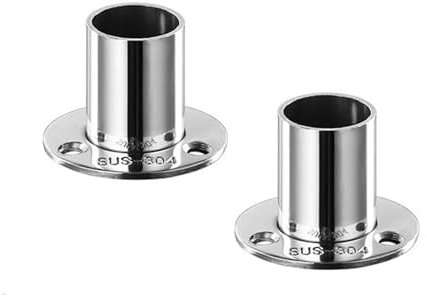 MAYyhem 2 stücke Stahlrohr Halterung Rohr Unterstützung Kleiderschrank Halterung Flansch Schiene Stange Pole Sockel Vorhang Trocknen Ende Unterstützung Halter 19-32mm(Size:32mm)