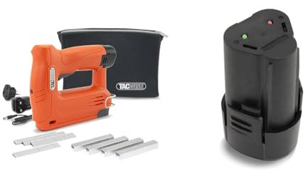 Tacwise 1586 140-180EL Cordless 12V Staple/Nail Gun with Storage Bag, 200 Staples & Nails, Uses Type 140 180 Nails, Orange/Black & 12V 1.3mAh Lithium-ion Battery
