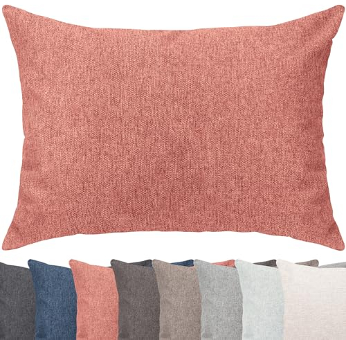 Selfitex Modisches Couchkissen XXL 60x80 cm, Sofakissen mit Füllung und Bezug, kuschelweiches Lesekissen, dekoratives Fernsehkissen, Deko- und Kopfkissen, Rückenkissen (Lachsrosa)