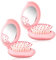 Bewudy Faltbare Mini Haarbürste mit Reise Spiegel, Runde Tragbar Mini Haarbürste Taschenspiegel Klappbar, Haarmassagekamm Kleine Rosa Reise Haarbürste mit Kosmetikspiegel für Frauen Mädchen(2 Stück)