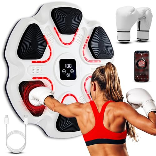 Arcanix Boxeo Pared Musical con Guantes de Boxeo - Maquina Boxeo Musical Pared con Bluetooth Panel con Musica Punch con Luces para Adulto y Niño Maquina de Boxeo Musical Boxing Machine 9 Velocidades