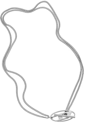Diesel Herren-Edelstahl-Halskette mit Knebelverschluss, Gebürstetes Silber