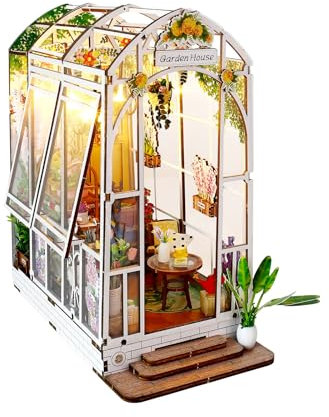 Senders Book Nook Kit DIY Dollhouse Booknook Garden House 3D Puzzle Wooden Greenhouse Craft Kit for Desk Bookshelf Decoration Creativity Gift for Adults Teens