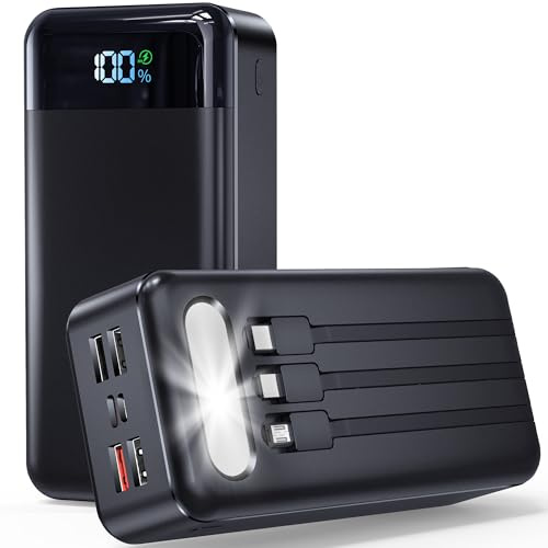 56800mAh 65W Power Bank Portable Charger, Phone Charger External Battery Pack, 9 Charging Ports Battery bank With Smart LED Display,Flashlight, Newest skin feel streamline design