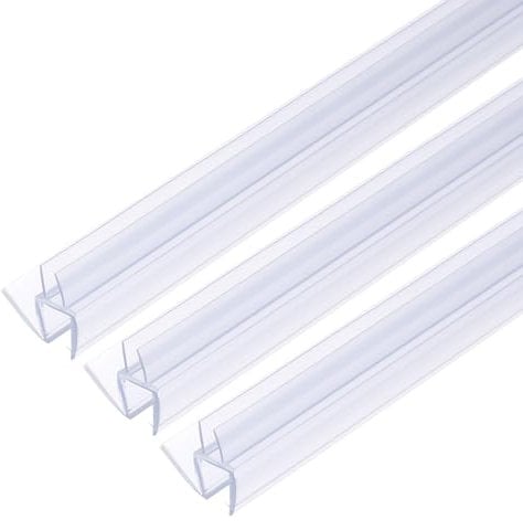 sourcing map Shower Door Bottom Seal, Shower Door Sweep for 5/16 Thick Glass 47 Long (15.7 x 3 Pcs), 5 Section Segmented Frameless Glass Door Seal Strip with Double Drip, Clear