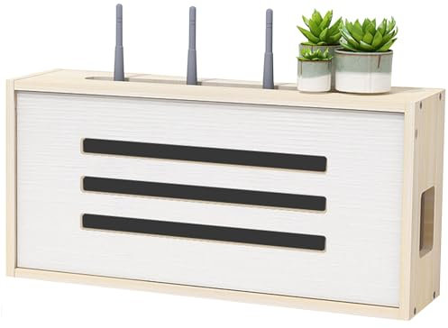 PZPIUGY Router Aufbewahrungsbox Schwebende Regale Wand WLAN Router Regal Wandmontage Kabel Organizer Box Wandbehänge TV Kabel Verstecken Box(Beige)