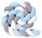 RZYW Bettschlange Baby, Bettschlange Geflochten, Baby SeitenschläFerkissen, Kantenschutz Bettumrandung Knotenkissen, Nestchenschlange Babybett, Zierkissen Stillkissen,White Blue Gray,2m