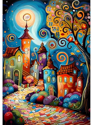 EOBROMD Diamond Painting Landschaft, 5D Diamant Painting Bilder für Erwachsene Fantasie, DIY Diamant Malerei Set für Wanddekoration 30x40 cm