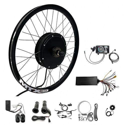 Electric Bicycle Conversion Kit, 72V 3000W E-Bike Kit, 26'' Rear Wheel Brushless Gearless Hub Motor, Ebike Conversion Kit with Color Screen Display 24in,Rear Kits