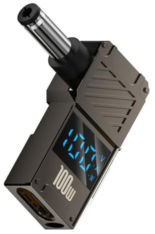 chenyang USB C auf DC Adapter, USB C Buchse auf DC 5,5x2,1mm Hohlstecker PD 100W Laptop Schnellladeadapter mit Wattanzeige