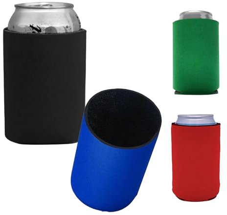4PCS Can Cooler, Beer Cooler Sleeve for Beer Cooler, Insulating Can Holder for Beer Bottles and Cans, Foam Sleeves in Black Red Blue Green, Perfect for Bars Parties and Celebrations (100x135mm)