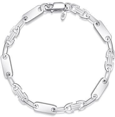 Silberketten Store DEIN SCHMUCK ONLINE SHOP Plattenkette Steigbügelkette Armband mit einer Breite von 6mm |echt 925 Silber | hochglanzpoliert mit stabilem Karabinerverschluß