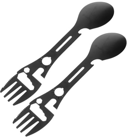ibasenice 2stücke Teiliges Edelstahl Campingbesteck Spork Multifunktional Ergonomisch Geformt Spülmaschinenfest Für Outdoor Picknick Und Reisen Kompakt Und Leicht Für Rucksacktouren