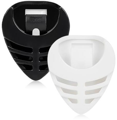 Porta Plettro per Chitarra - 12 Plettri Misti GRATIS, a Molla, in Celluloide per Chitarra Elettrica, Basso, Acustica, Ukulele, Supporto Adesivo, 0.46mm 0.71mm 0.96mm