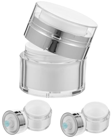 OATIPHO 3Pcs 15G Airless Pump Container, Refillable Cream Jars for Moisturiser Storage, Press-Type Pump Design, Prevent Pollution Travel Cream Bottles