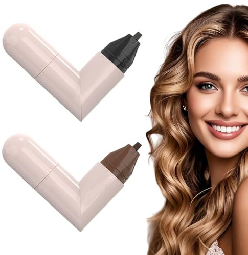 2 Stück Stempel Wasserfester Doppelkopf Eyeliner, Wing Tip Pen, Integrierter rotierender Stempel-Stift, Wasserdicht und Langlebig (Schwarzer und Brauner)