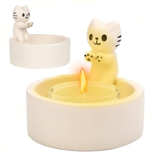 Uoimky Katzen Kerzenhalter, Katzen Teelichthalter Cat Candle Holder Katze Deko Süße Geschenke Für Katzenliebhaber Katzen Geschenke für Frauen für Wohnzimmer Schlafzimmer Deko Tischdeko