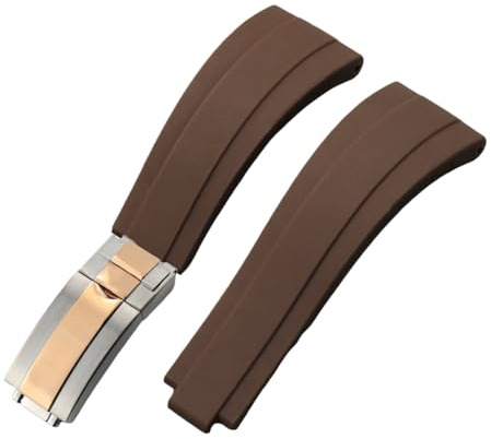 ROUHO 21mm Silikon Sport Uhr Armband - Schiebeverschluss Armband Ersatz Uhr Armband für Rolex Daytona Submariner