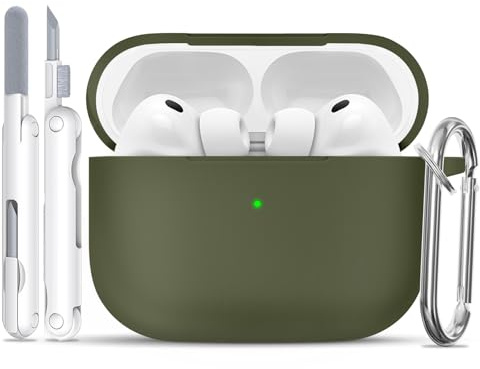 TNSNK für AirPods Pro 3 Hülle, B9-Army Green | Weiches Silikon, unterstützt kabelloses Laden, with Clean Kit & Keychain, Leicht, Rutschfest, Kratzfest