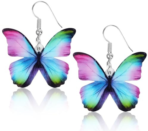 Ohrringe Schmetterling, Schmetterling Flügel Ohrringe, Schmetterlings Schmuck, Bunte Ohrringes Karneval, Süßer und Romantischer Schmuck für Karneval, Frühling, Valentinstag, Hochzeit