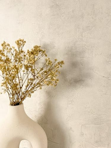 Newroom Vliestapete Creme Betonoptik Skandi Boho Tapete Schlafzimmer | warmes Off-White sanfter Ton matt, feine Putzstruktur Unioptik, Betontapete, Wandtapete, Flur Küche