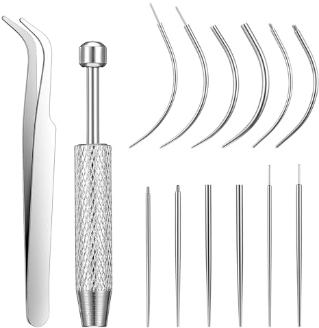 KFHENSOMR 14 Stück Piercing Einführhilfe, 16G 18G 20G Piercing Nadel Set Taper Insertion Chirurgenstahl Edelstahl Einführhilfe Kit Zum Gewindelosen Einschieben Von Tragus Helix Lippe Nase Knorpel