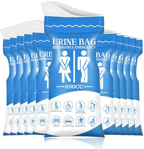 YUZNA 10PCS Urinale Portatile per Viaggio, Sacche per Urina Monouso con Gel e Manico, WC Portatile per Uomini, Donne, Bambini, Pazienti, Donne Incinte, Campeggio, Escursioni, Auto, Viaggi