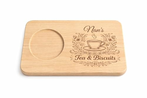 Personalised Gifts for Nan, Nanny, Grandma, Nona, Mum Dad Grandad – Engraved Wooden Tea & Biscuit Board – Unique Birthday Gift, Mother’s Day or Father’s Day Present