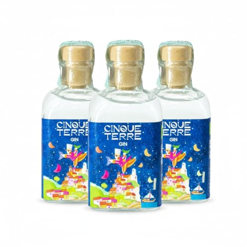 Cinque Terre Gin - Set 3x100 ml - Premium Gin Bottiglia Mignon 100% biologico Italiano - Degustazione Gin, Premiato tra i Migliori Gin Italiani - 47% Vol.