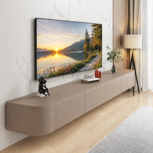 FGNIXLN TV Lowboard Hängend,120-300 cm Moderner TV Schrank Fernsehschrank für das Wohnzimmer Geeignet für das Wohnzimmer und Schlafzimmer (Khaki,300CM)