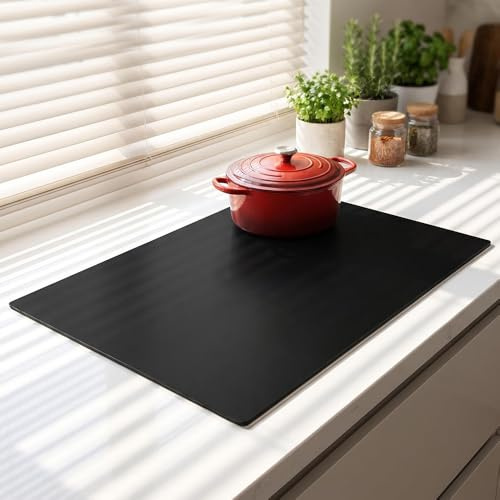 Extra Large Induction Hob Protector Mat 52x78cm, Cuttable Black Silicone Cooktop Scratch Cover, Heat Resistant to 260°C Anti-Slip Pad for Kitchen Counter Workspace