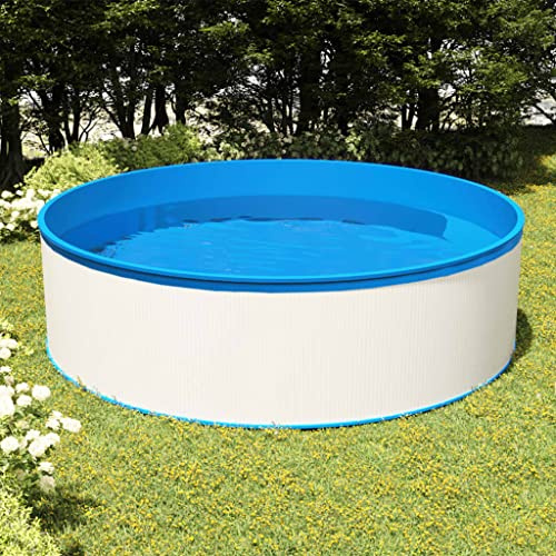 sephironlbb Piscina gonfiabile in acciaio con rivestimento in PVC, 350 x 90 cm, bianco e blu, con pompa da 1700 l/h, piscina fuori terra per giardino, terrazza, piscina familiare per fare il bagno e