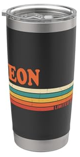 Leon Retro Personalisierte Vornamen Vintage Streifen Doppelwandiger Edelstahl-Thermobecher