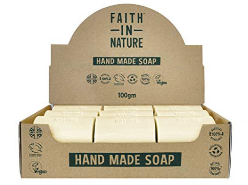 Faith In Nature Natural Grapefruit Hand Soap Bar Box Set, Invigorating, Vegan & Cruelty Free, No SLS or Parabens, 18 x 100g