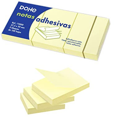Dohe- Pack de 3 blocs x 100 hojas de notas adhesivas, 37,5 x 50 mm (75000)