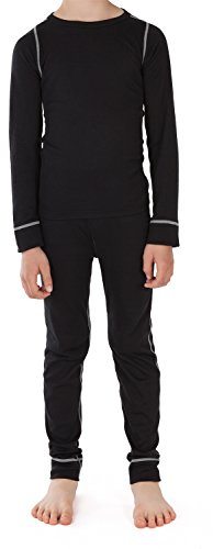 CFLEX Kinder Ski- & Thermowäsche Set - Warme Unterwäsche Langarm POLARDRY - Schwarz-Grau 146-152