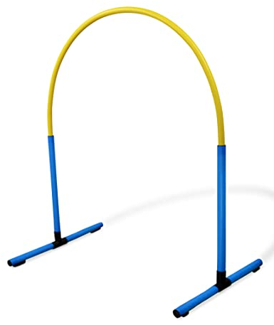 SPORTIKEL24 Superhund Hoopers Hoop – Kunststoff – Blaue Basis mit Bögen in 6 Farben – VDH-konform, flexibel, wetterfest (Blau/Gelb)