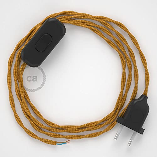 creative cables Cordon pour Lampe, câble TM05 Effet Soie Doré 1,80 m. Choisissez la Couleur de la fiche et de l'interrupteur! - Noir