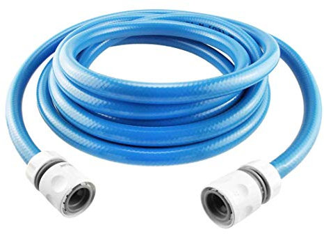 Food Grade Blue 1/2 Flexible Reinforced Water Pipe for Caravan/Camping/Drinking Water Universal Click tap Connection (with connectors) (10m)