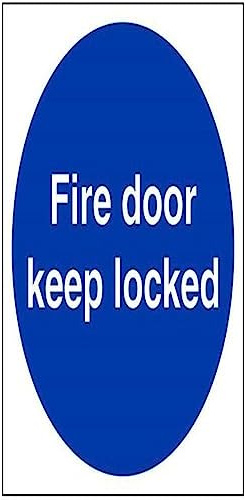 V Safety Fire Door Keep Locked Sign - 200mm x 200mm - Self Adhesive Vinyl