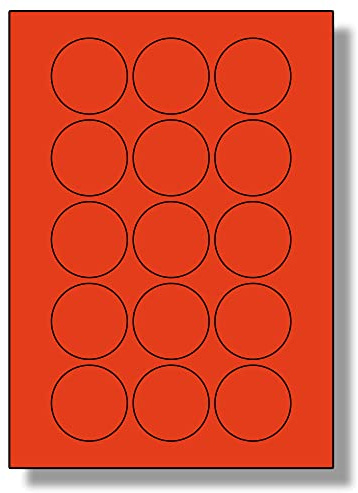 Label Planet® 15 Per Sheet, 5 Sheets (75 Round Crimson RED Labels). Round Coloured Paper Labels, 51mm Diameter, LP15/51R C.