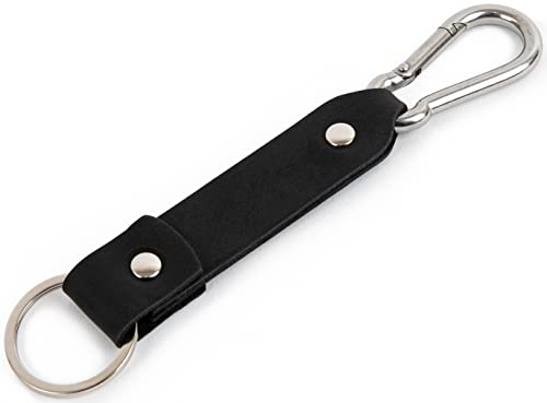 Schwarzes Leder Karabiner Schlüsselanhänger Ringhalter Klammer Schlüssel Karabiner-haken Geschenk Schlüsselband Anhänger