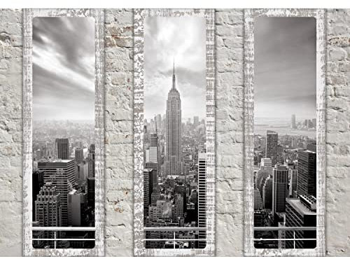 Runa Art Fototapete Fensterblick New York Modern Vlies Wohnzimmer Schlafzimmer - Made in Germany - Schwarz Weiss 9152010c