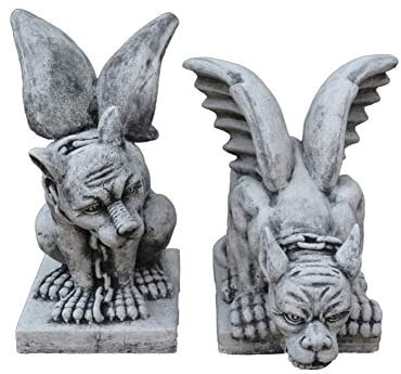 gartendekoparadies.de Gargoyle Torwächer Steinfiguren, 33/40 kg, Grau, frostsicher aus Steinguss für Außenbereich (Gargoyle - Set)