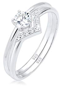 Elli Ring Damen Set Solitär Dreieck Zirkonia Edel in 925 Sterling Silber