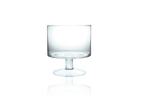 Edwanex Vase en verre transparent à pieds 15 cm