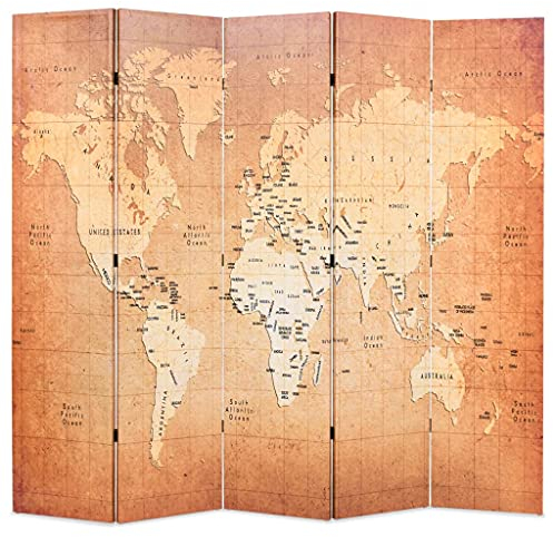 vidaXL Raumteiler klappbar 200x170cm Weltkarte Paravent Trennwand Sichtschutz