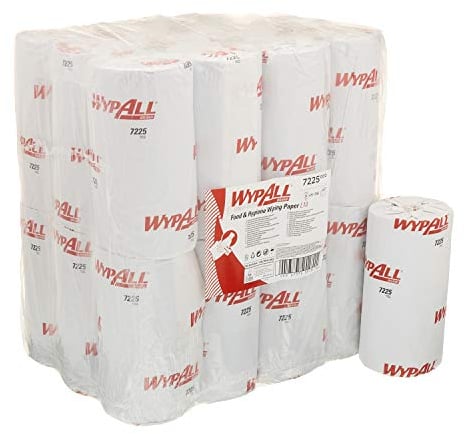 WypAll Essuyeurs L10 7225, 24 rouleaux de 165 formats, Nettoyage Hygiène et surfaces alimentaires, Essuie-tout industriel, Blancs, 07225000